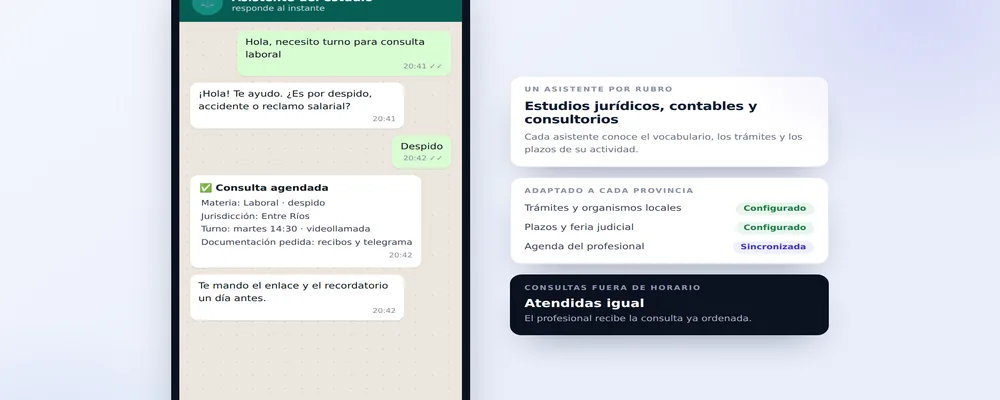 Incoming professional inquiry on WhatsApp, booked automatically with the requested documents